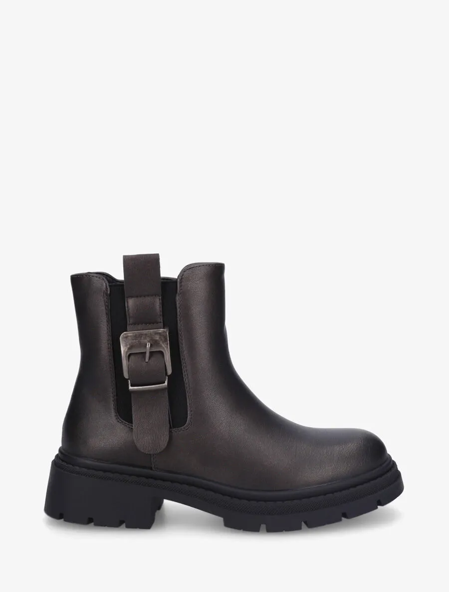 Bottines en simili à cheville élastiquée et sanglé