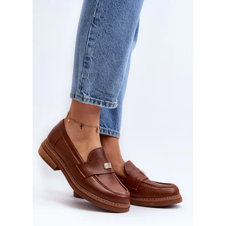 Brown Leather Women's Mocassins Zazoo 20165.