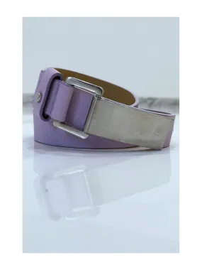 Purple python print belt with rectangular buckle