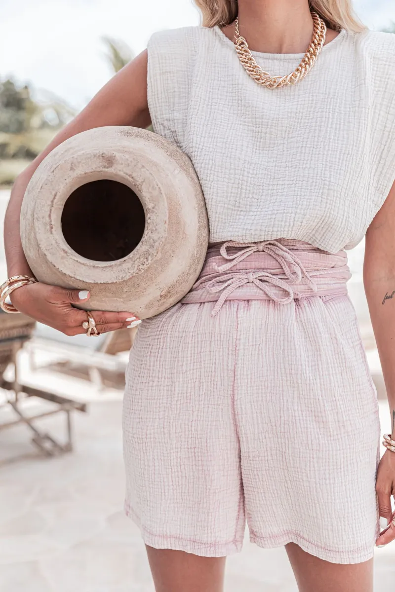 Thick pink cotton gauze belt
