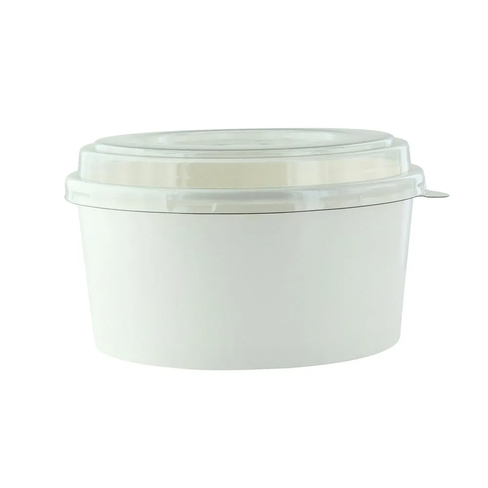 Combo saladier rond blanc buckaty et couvercle pet 750ml Ø145mm h69mm 50pcs