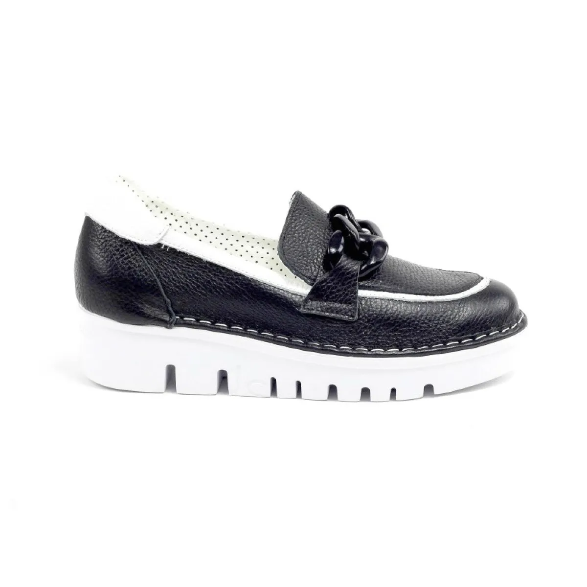 Comfortable leather wedge heel moccasins - Black
