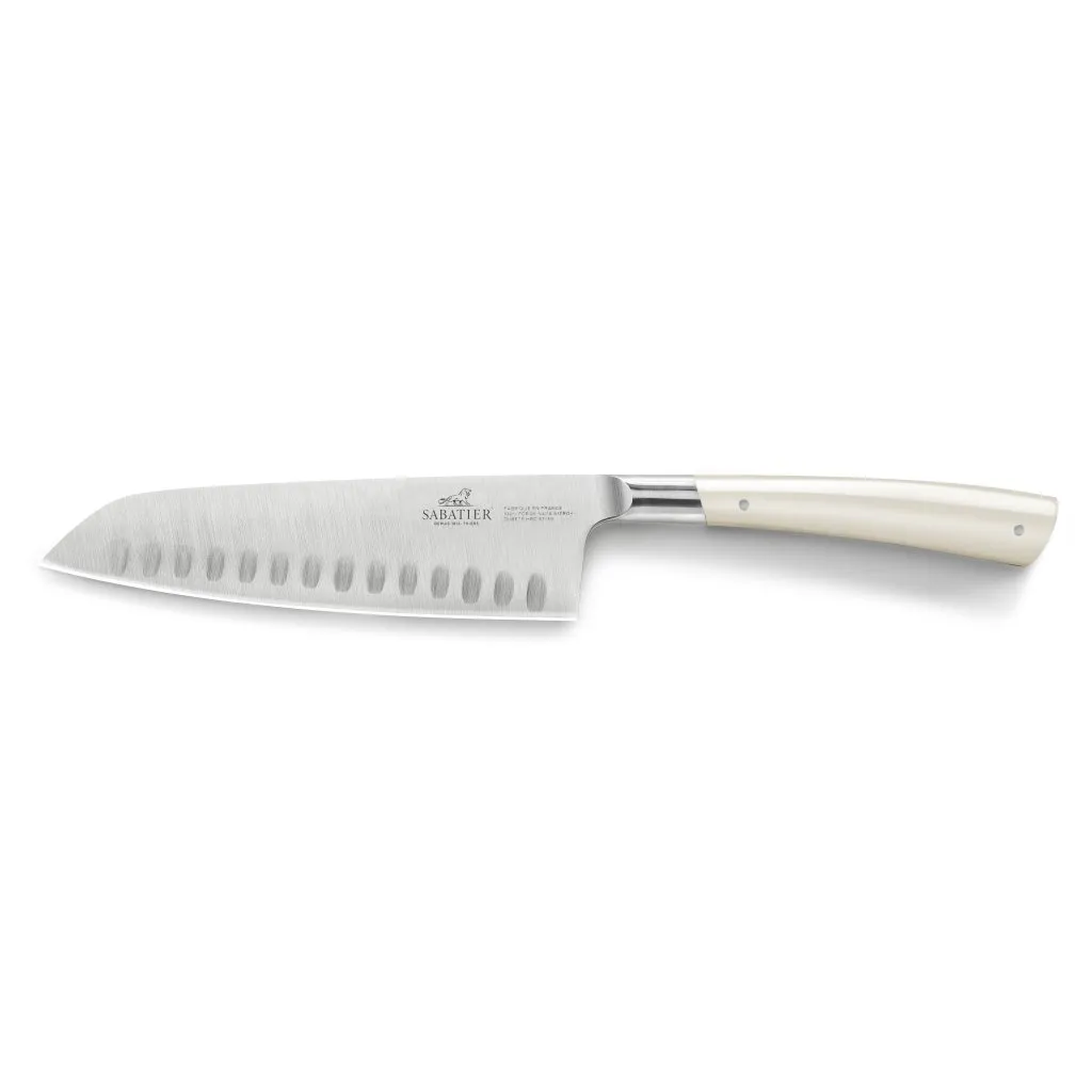 Couteau Santoku EDONIST 18 cm, rivets en acier inoxydable, blanc, Lion Sabatier ✔ 136 € ⭕ Kulina
