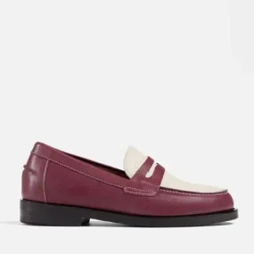 Duke and Dexter Cranberry White Penny Loafers Moccasins