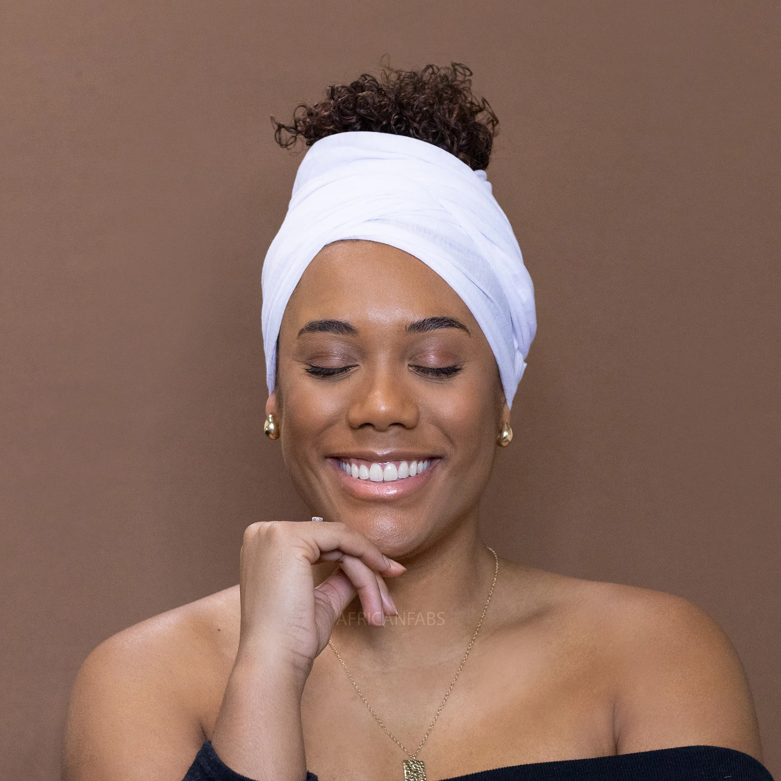 White Foulard - Stretchy Jersey Turban