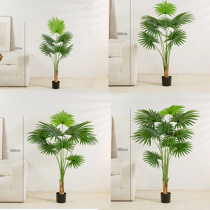 Grandes plantes vertes tropicales artificielles en PVC souple pour salon