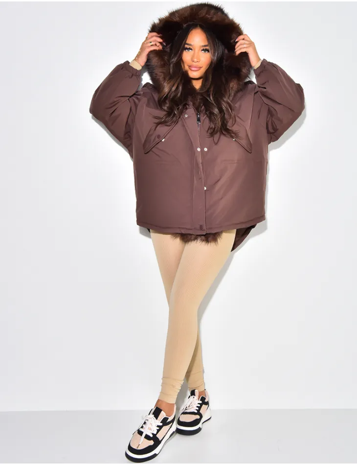 Hooded Jacket with Fur Trim / 49020 - JEANS INDUSTRY