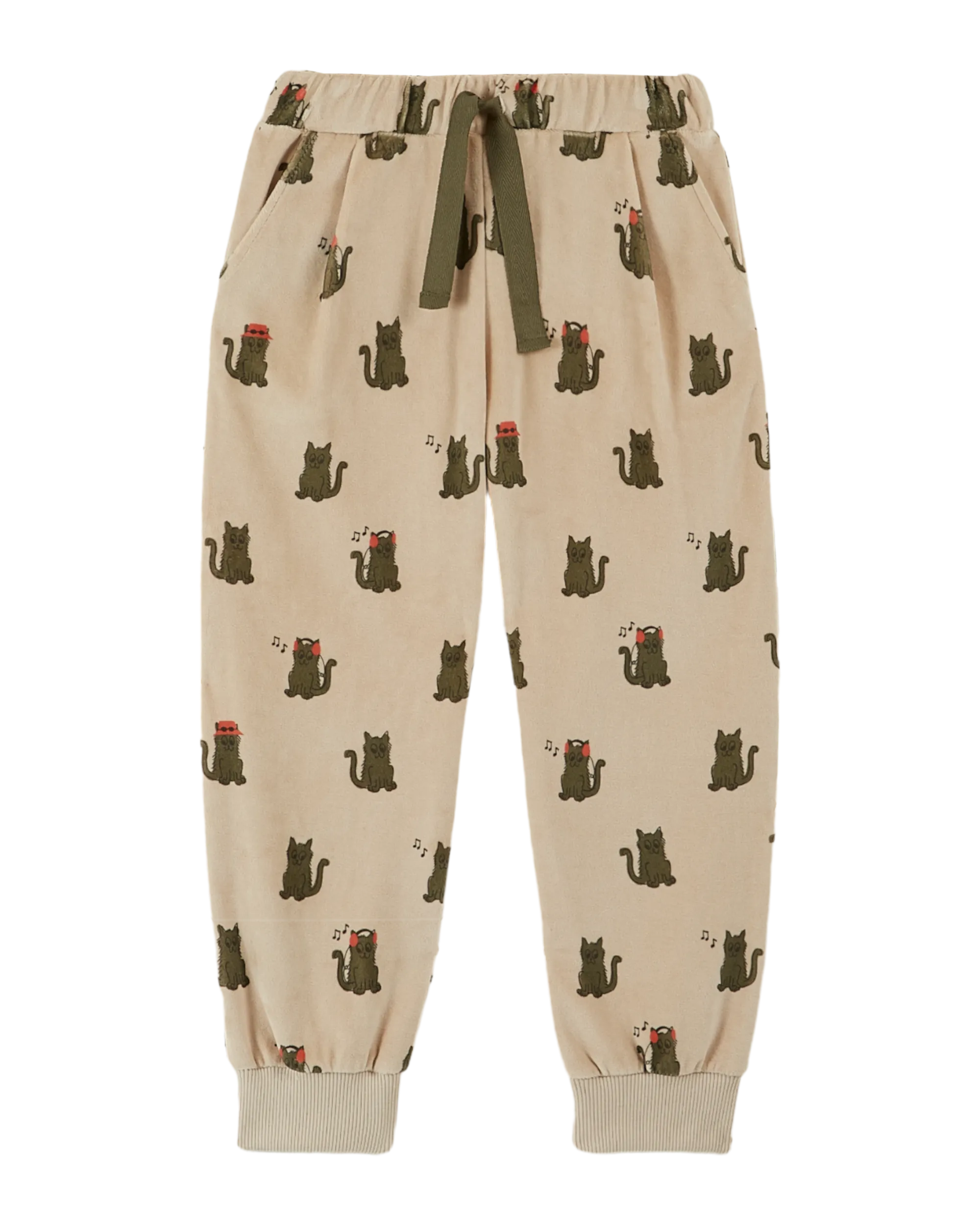 Jogger velours chat cool greige