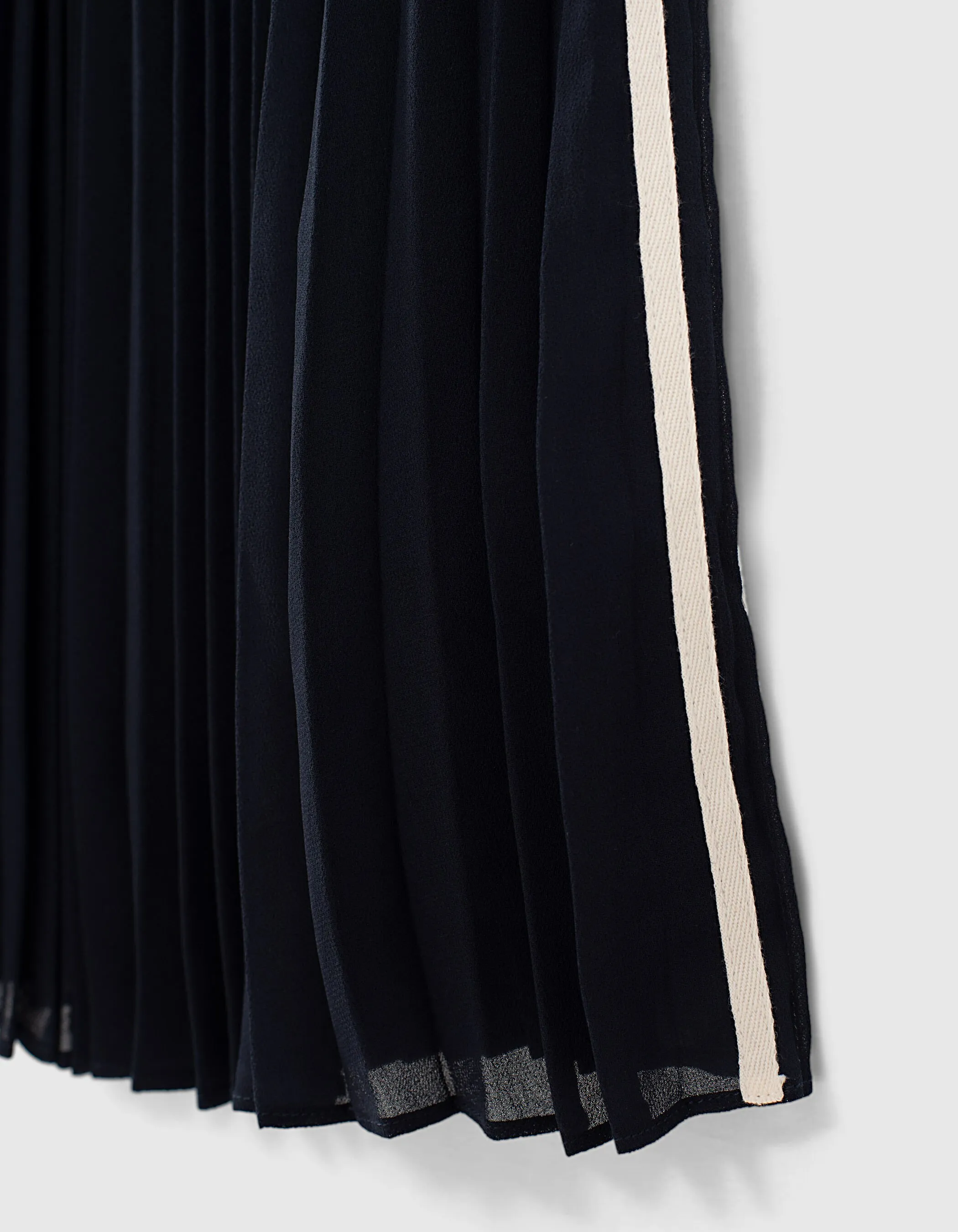 Navy Long Pleated Gray Skirt Girl