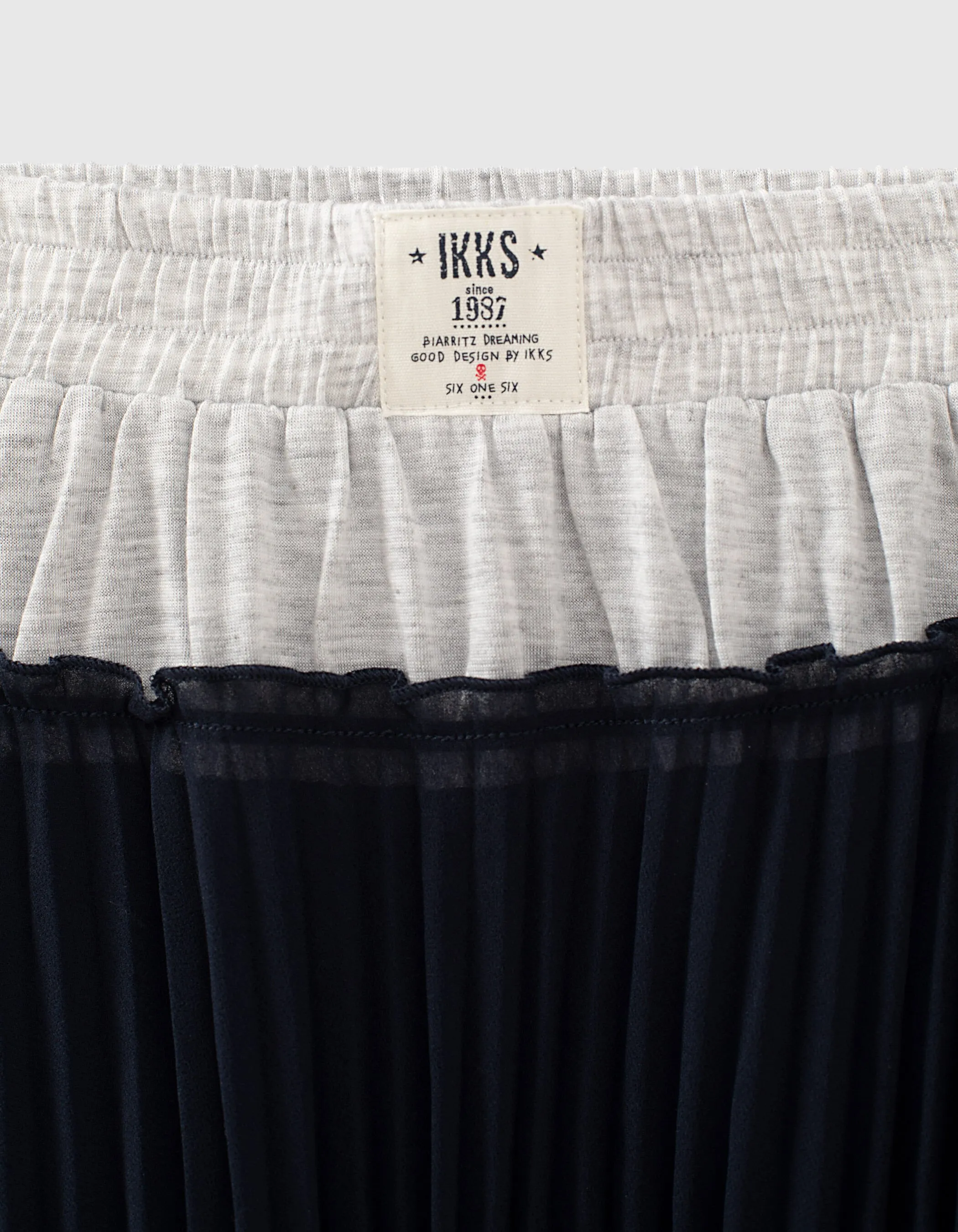Navy Long Pleated Gray Skirt Girl