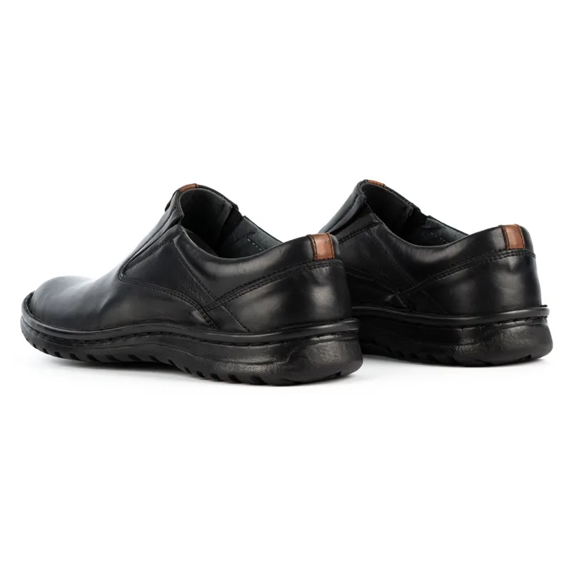 Kampol Men's Leather Moccasins 12KAM Black