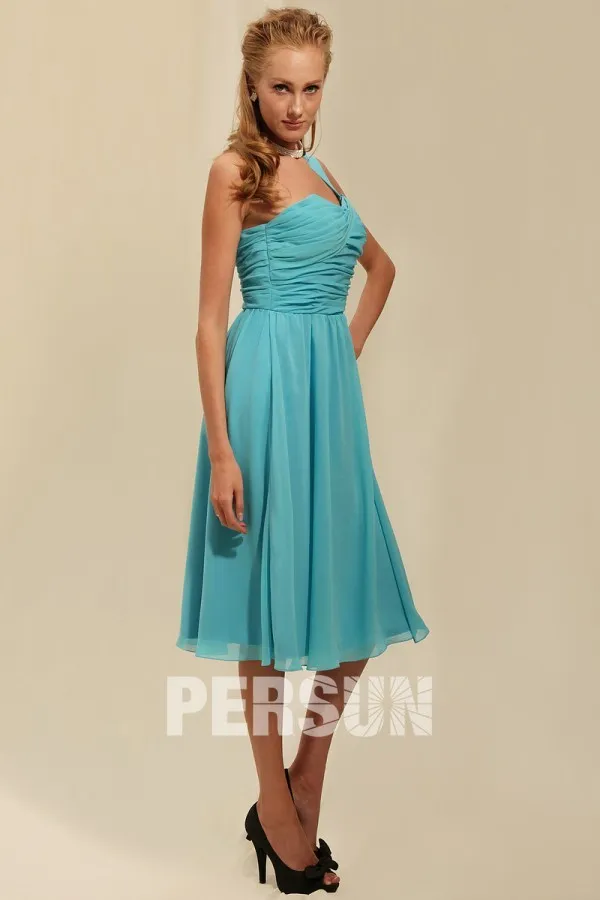Knee-Length Chiffon One-Shoulder Bridesmaid Dress