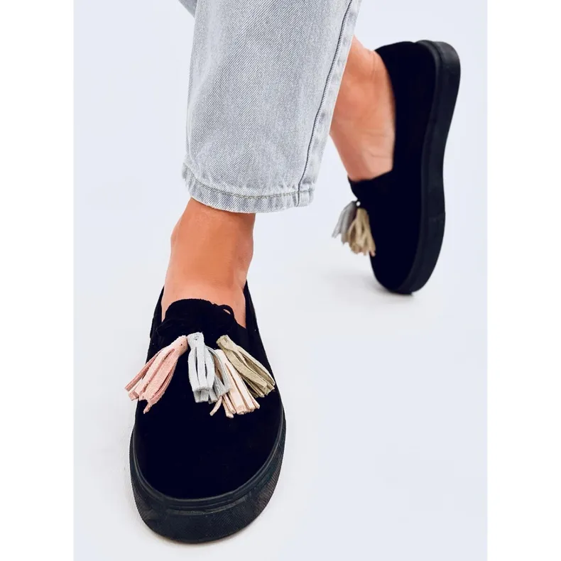 Krauss Blackcolor Franges Noires Mocassins