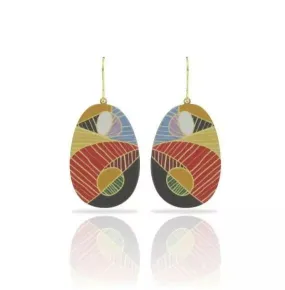 Large Thin Gold Cubist Hoop Earrings
