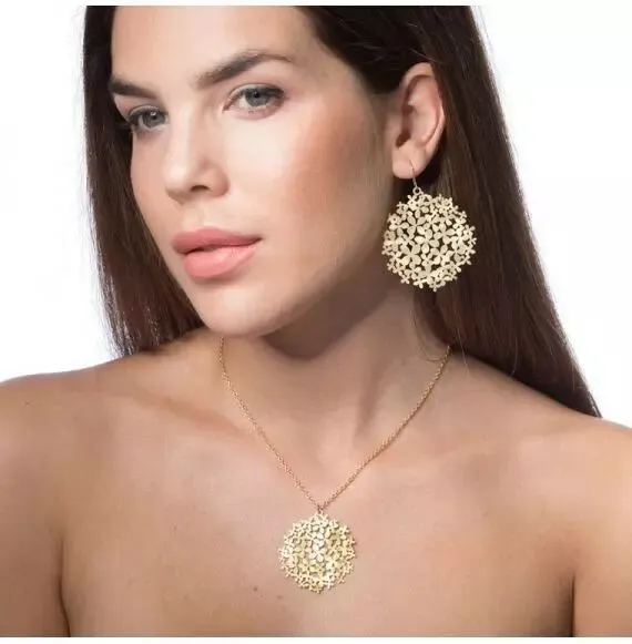 Large Thin Gold Plated Hydrangea Hoop Earrings - Shop Now