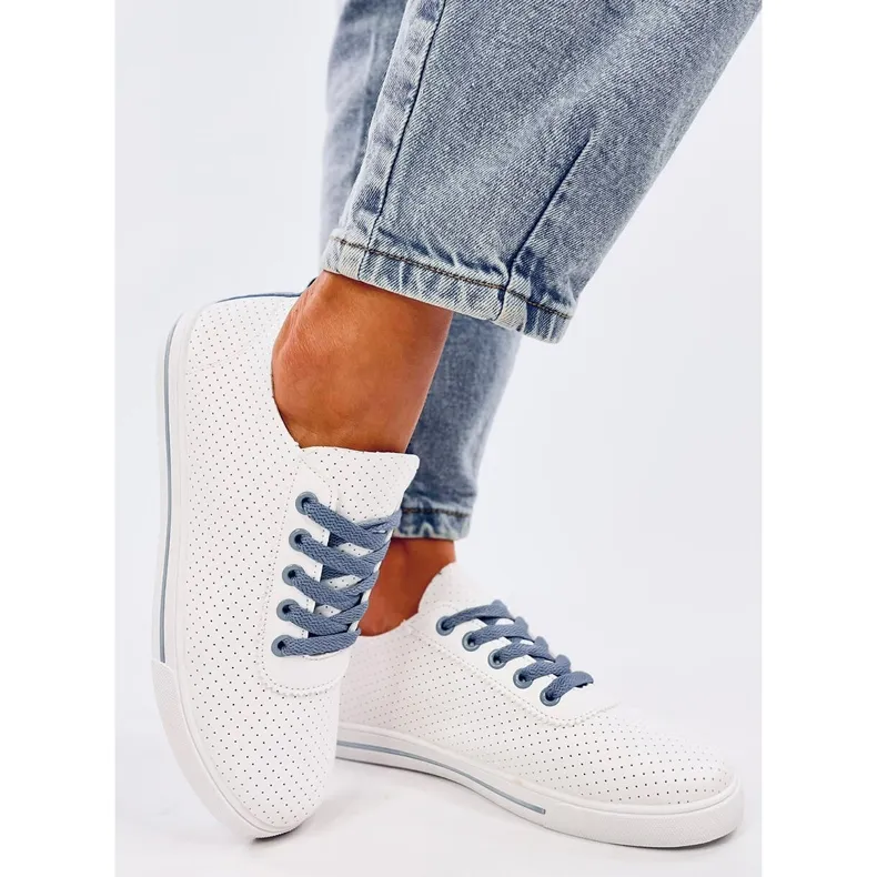 Light Blue and White Women's Openwork Sneakers by Costier