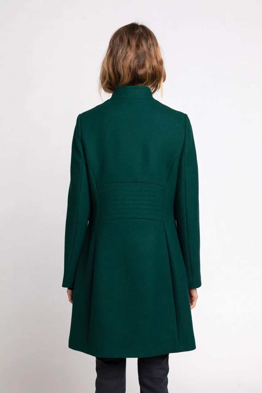 Manteau preppy en drap de laine vert