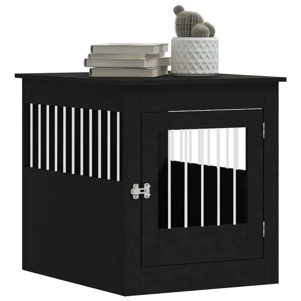 Meuble de cage pour chiens noir 64,5x80x71 cm bois d'ingénierie
