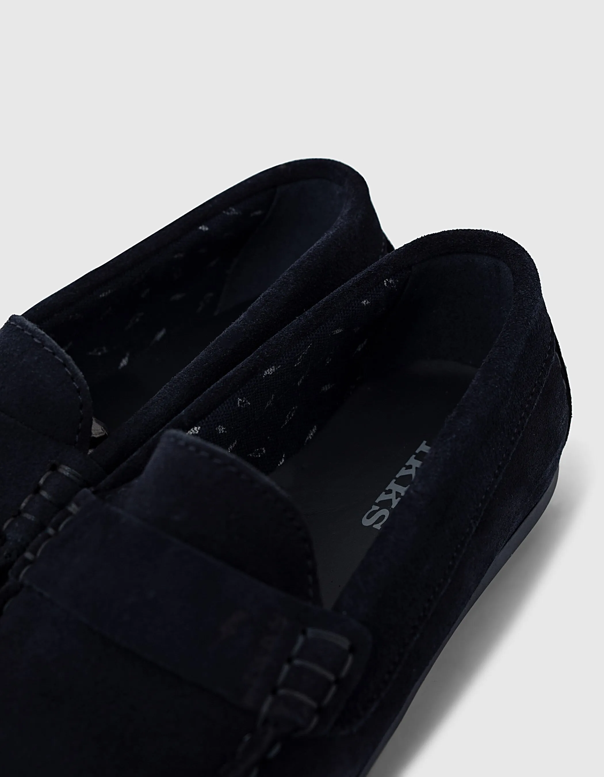 Boys' Navy Suede Leather Loafers