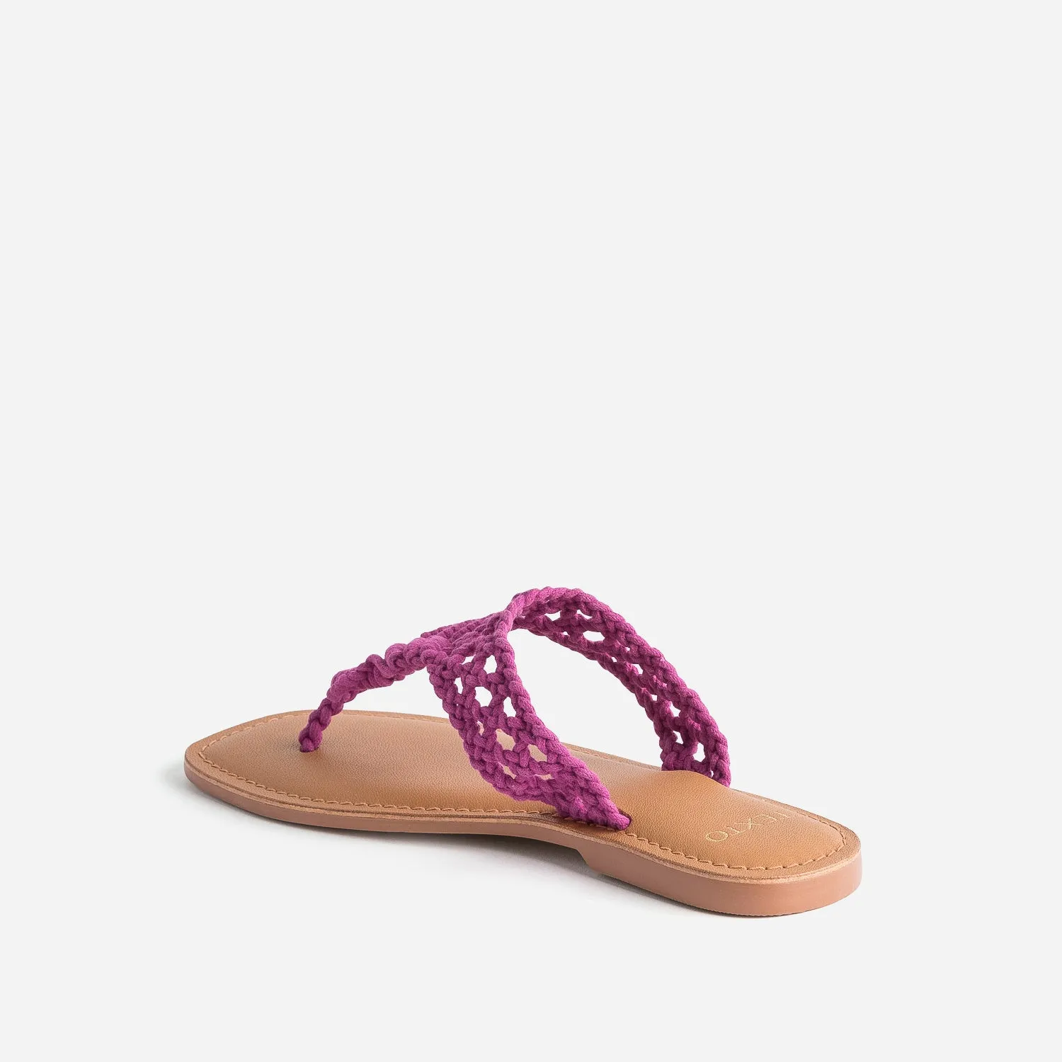 Mule-tong TEXTO rose en macramé - Mules / Tongs Femme | ERAM