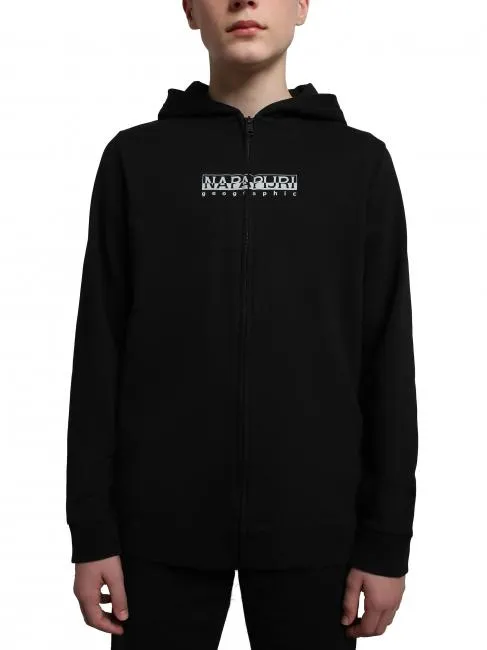 Napapijri Kids Black 041 Hooded Fleece Sweat - Buy at Outlet Price!