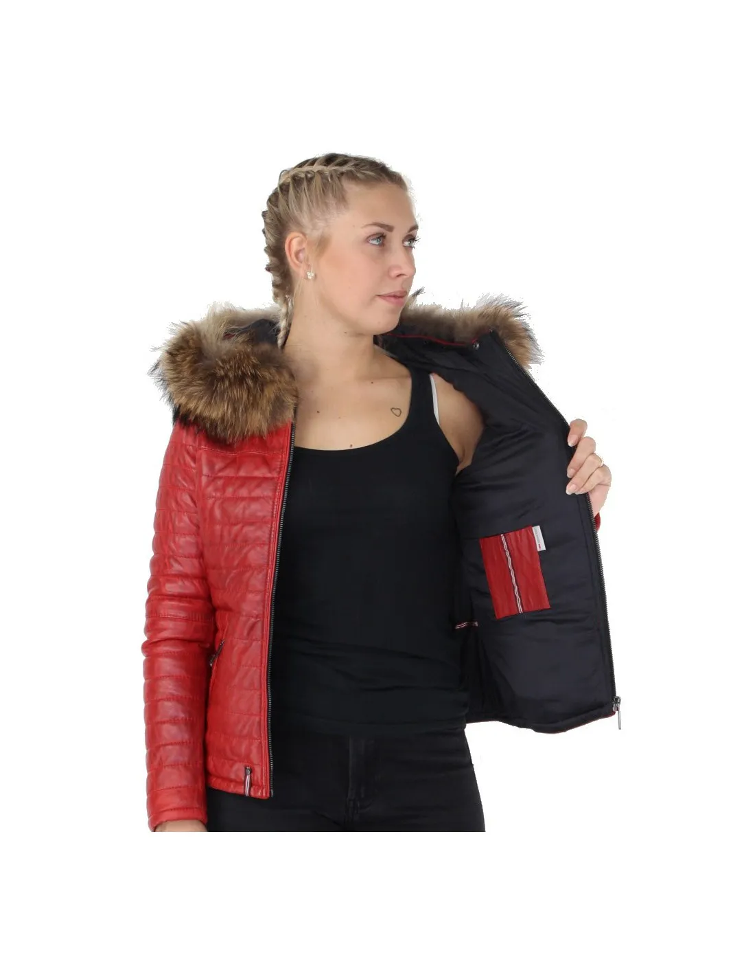 Oakwood Happy dark red leather jacket ref_cco43970.