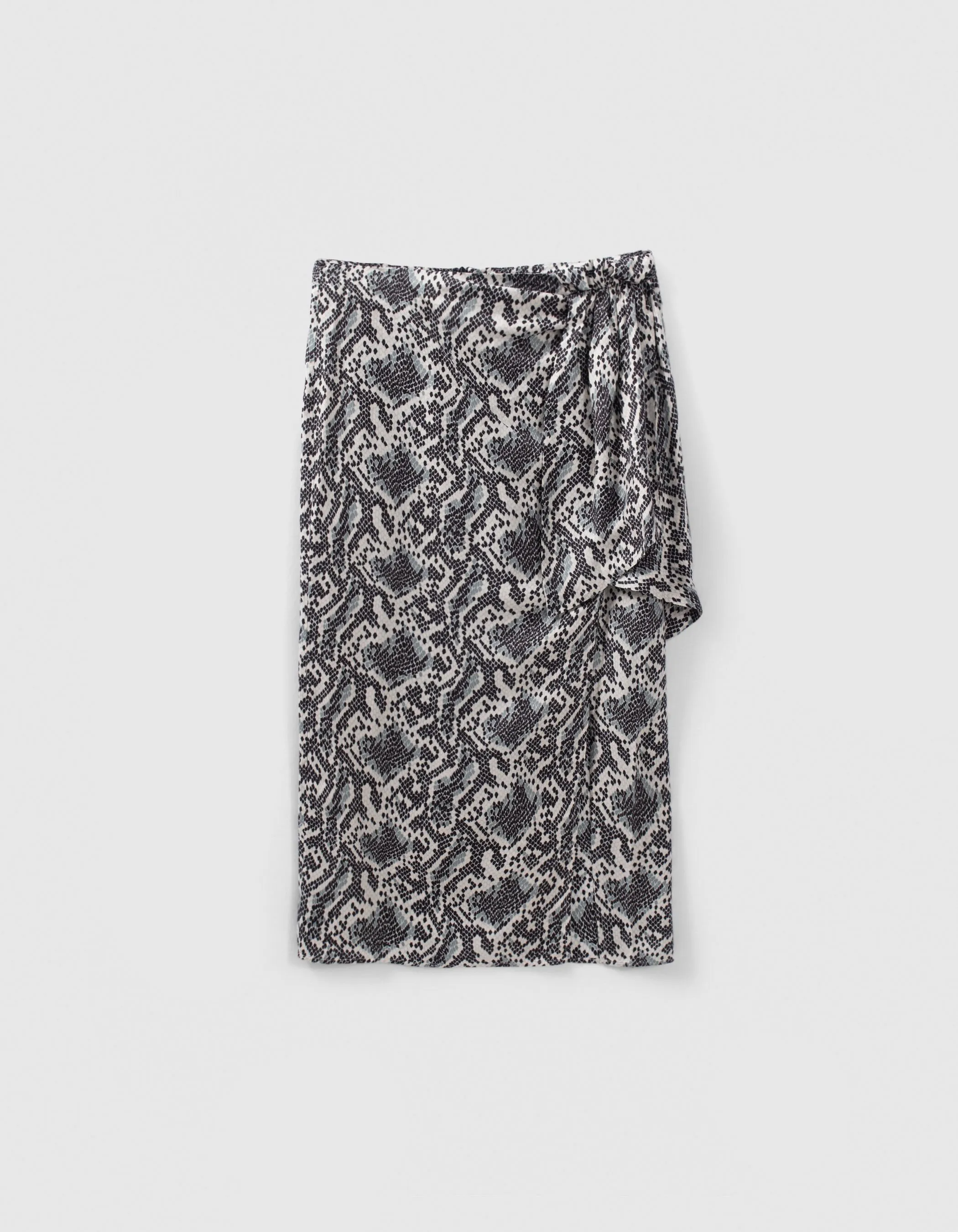 Off-White Satin Skirt with Graphic Python Print, Women