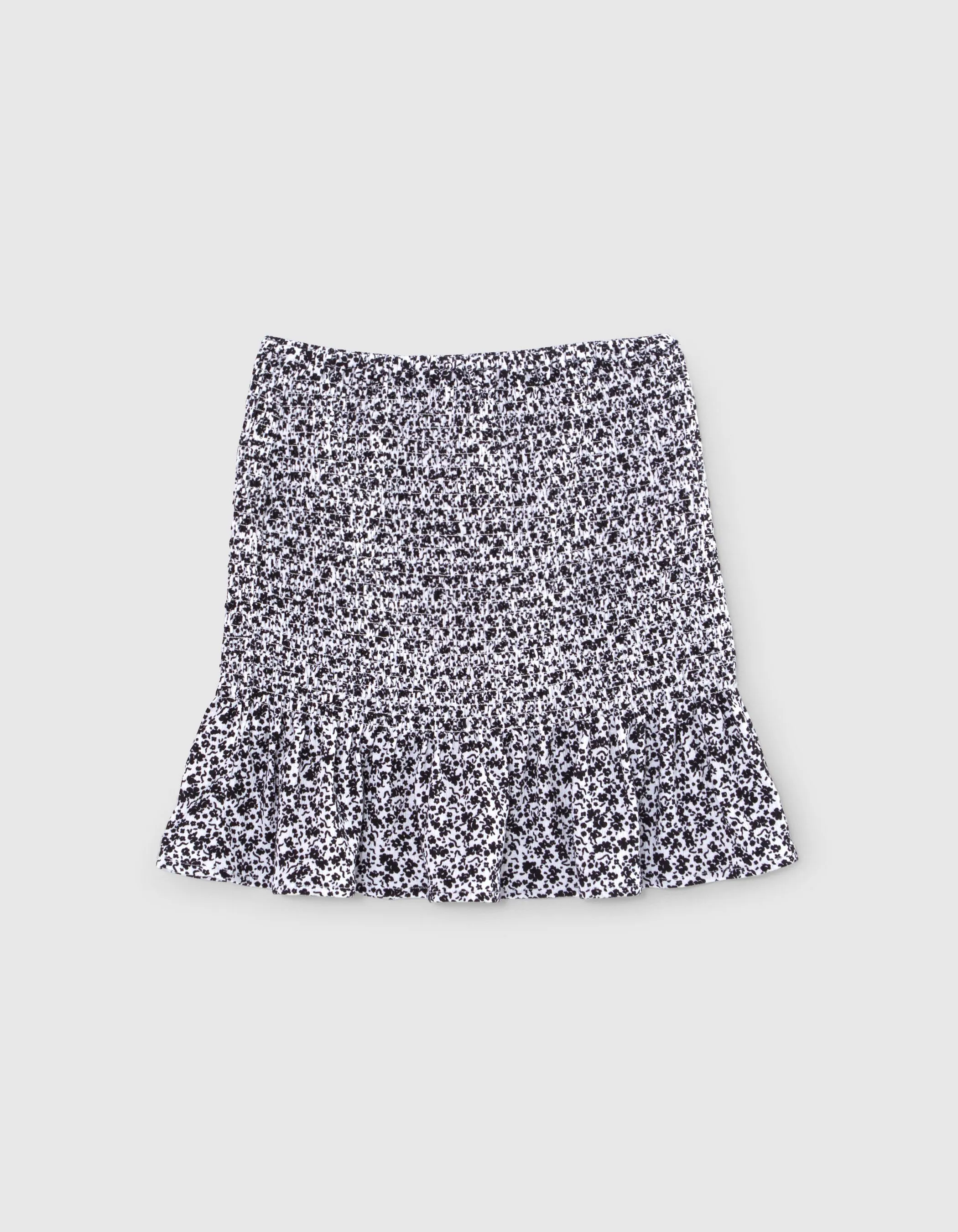 Off-White Skirt with Black Flower Print, Girl