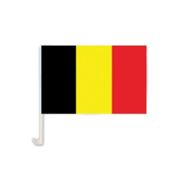 Paire de Drapeau Belgique pour vitre Noir Jaune Rouge