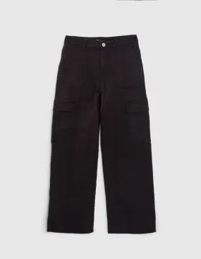 Girls' black denim battle pants