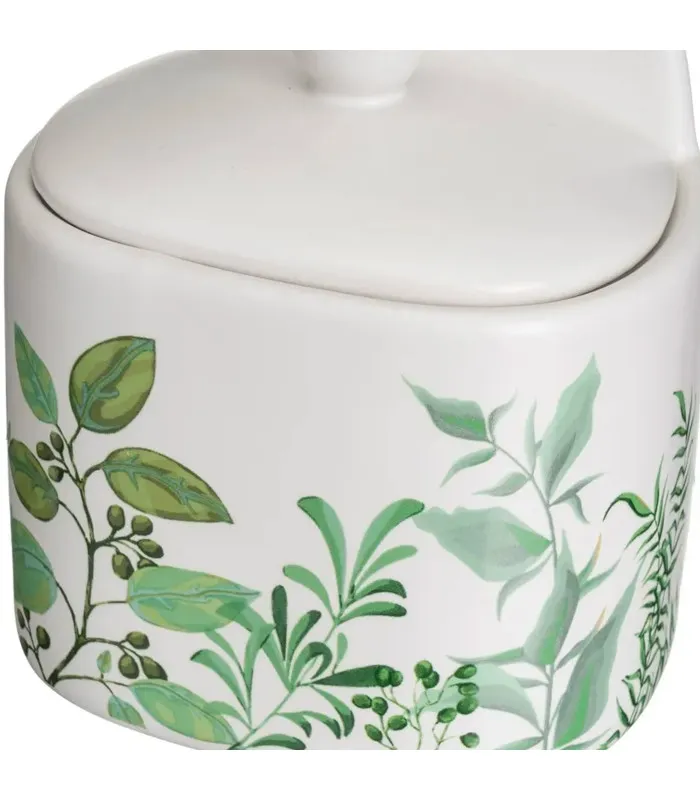 Pot à sel mural en céramique blanche motif feuillage