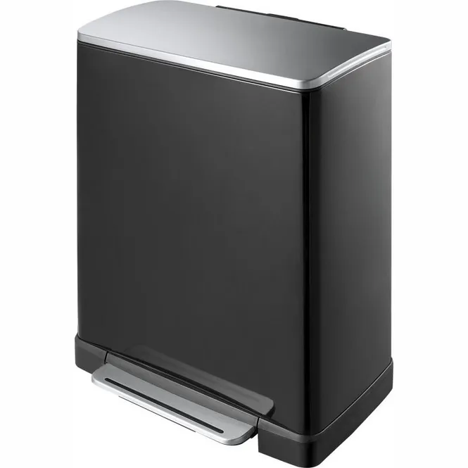 Poubelle à Pédale EKO E-Cube Recycling Black Mat Inox 28+18L