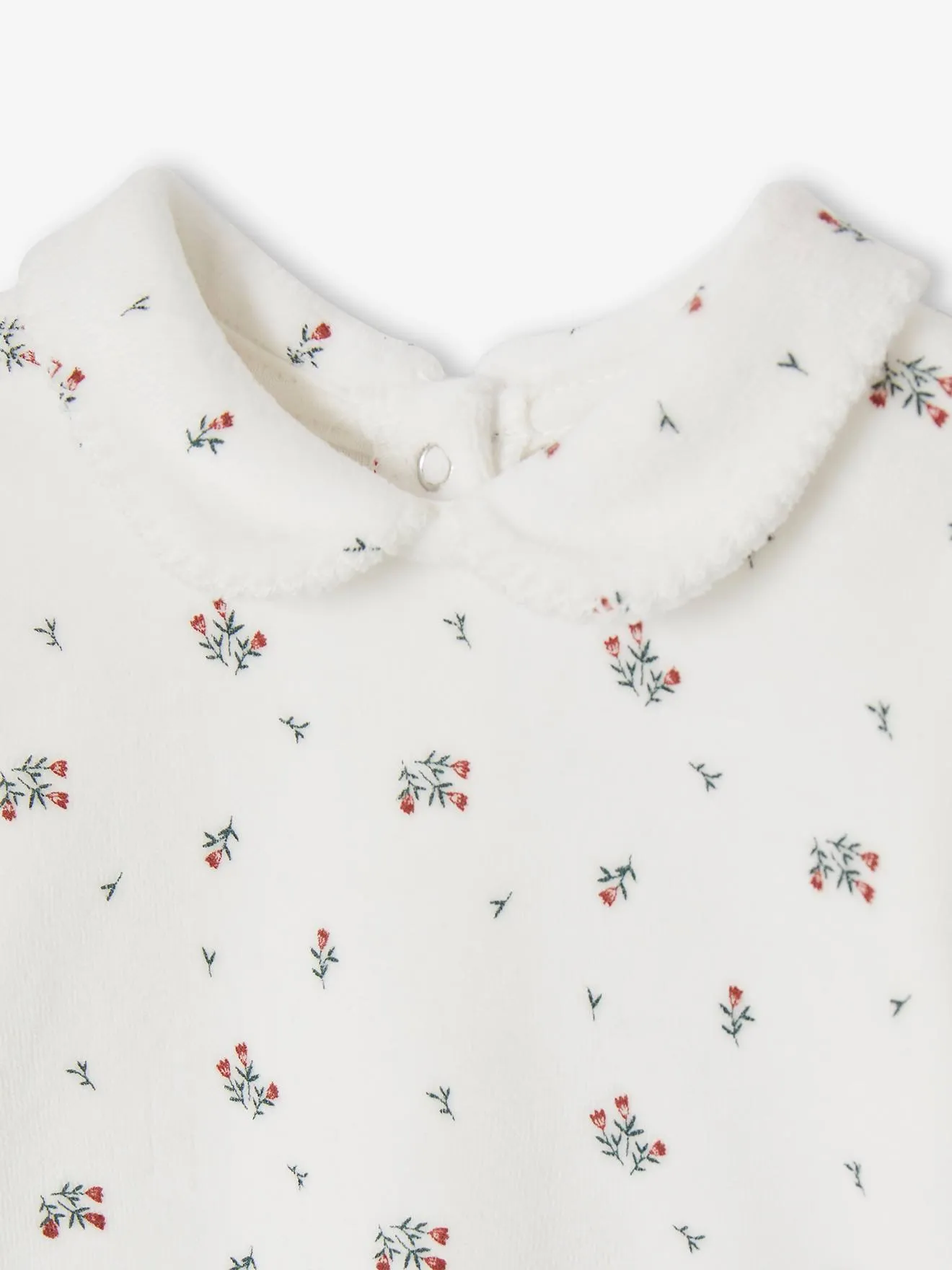 Pyjama à fleurs en velours bébé 2 pièces écru - Vertbaudet