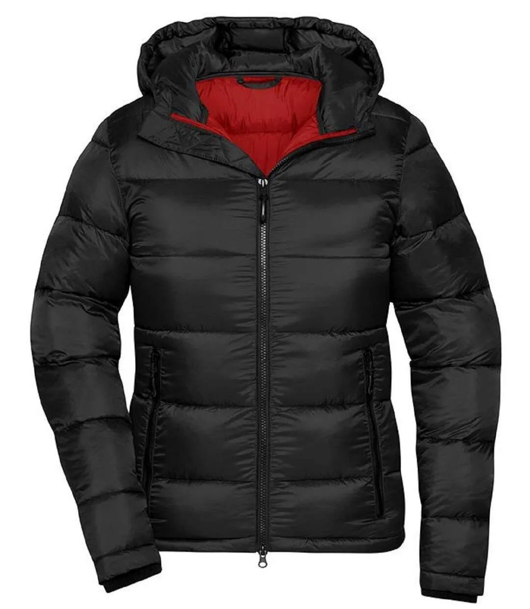 Quilted Puffer Jacket - Women - JN1167 - Black and Red