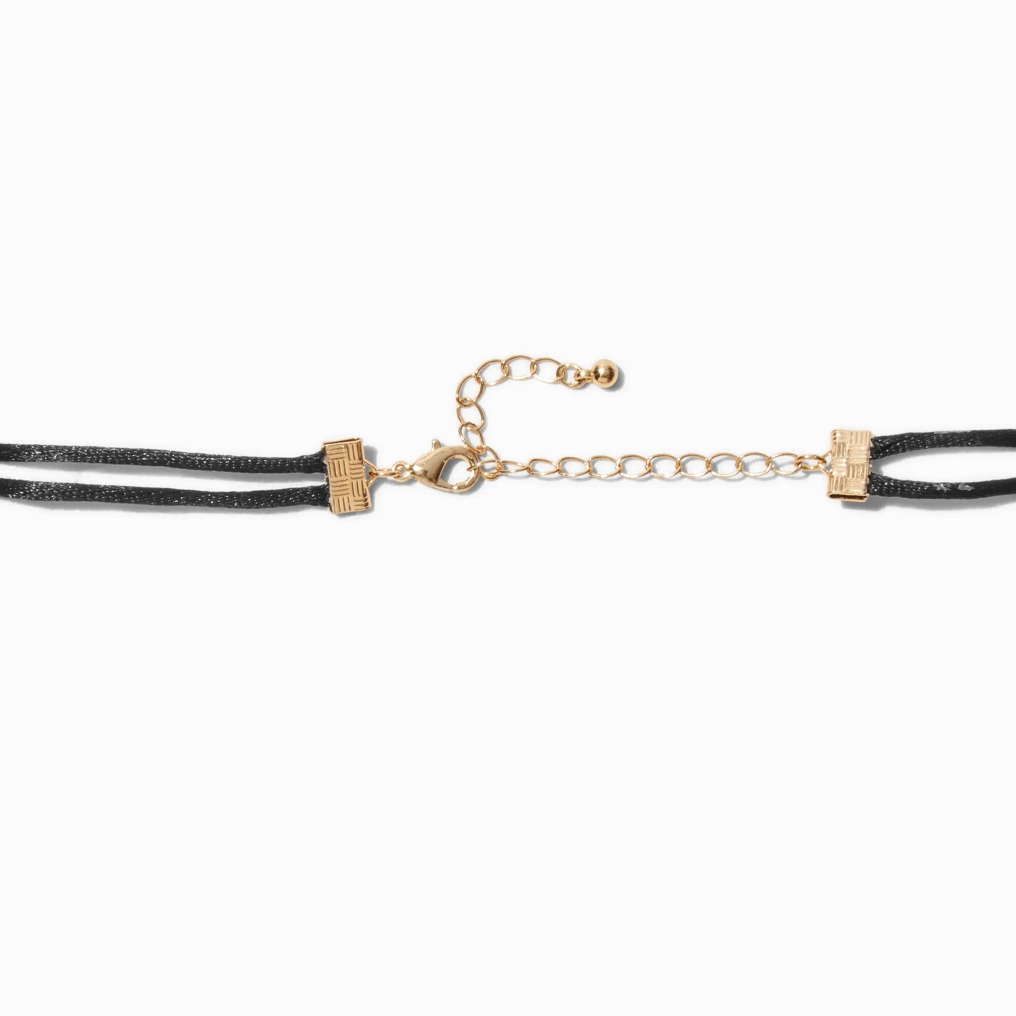 Black textured flower choker necklace with gold accent.