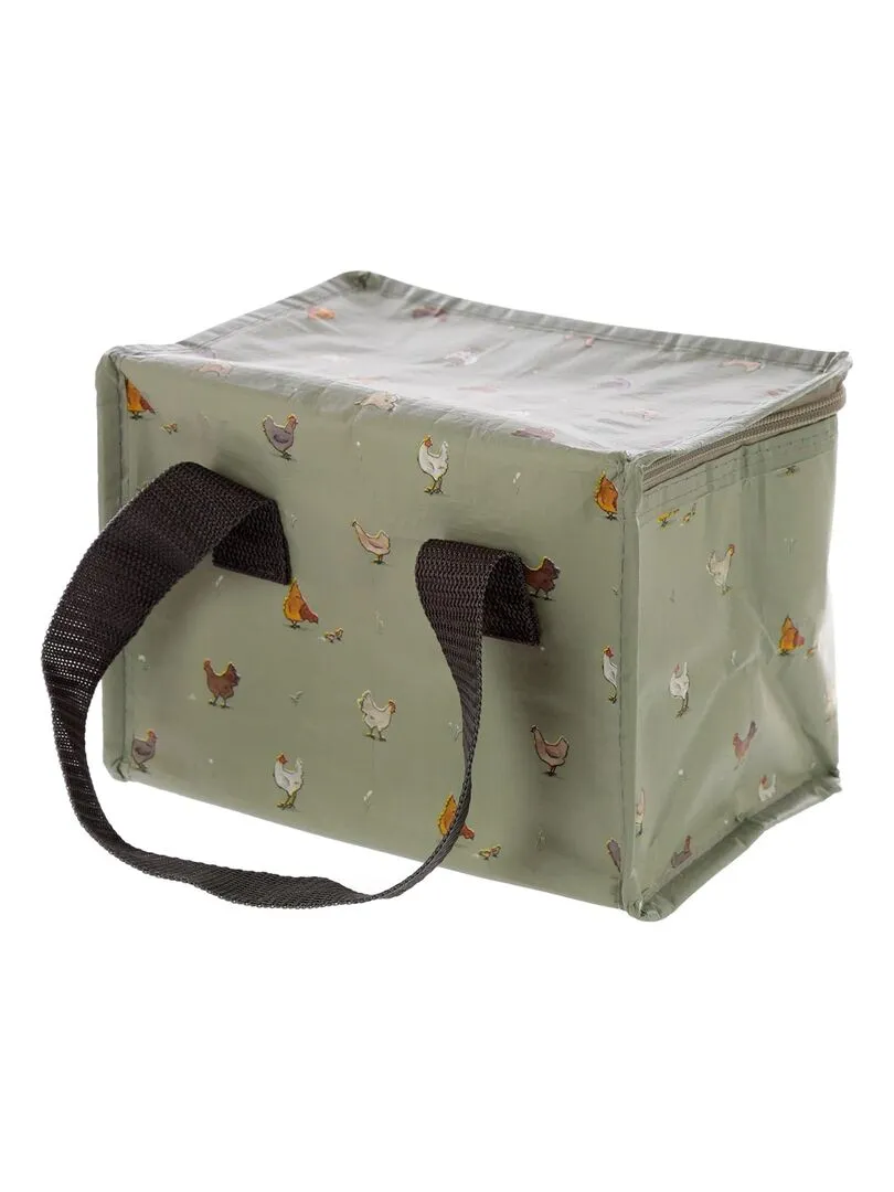 Sac à repas isotherme 17 x 20 cm Poules a la ferme - Vert
