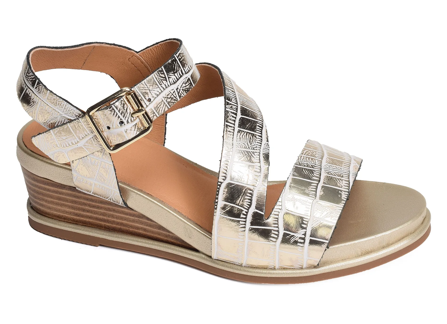 Beige Noala Wedge Sandals by Mamzelle