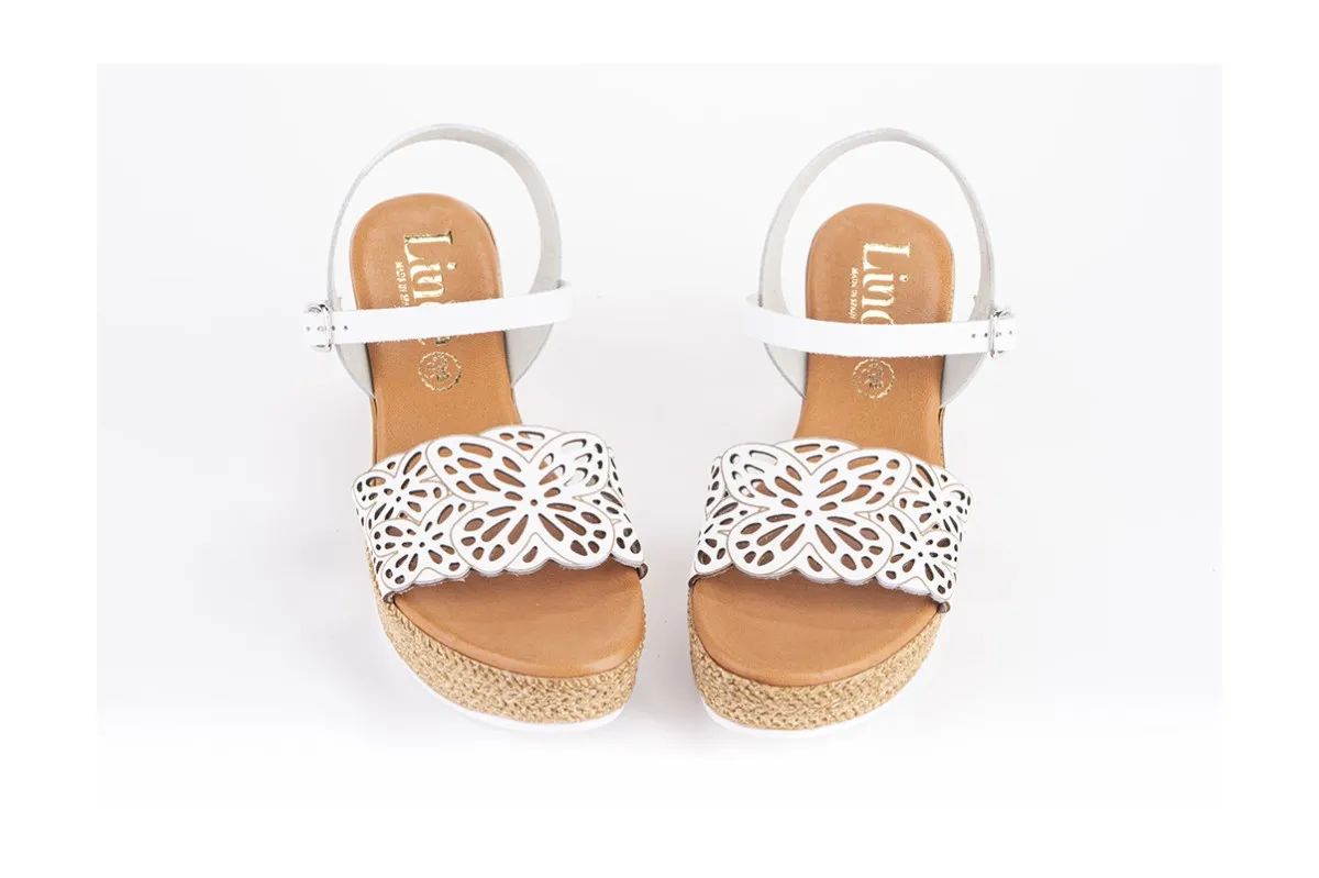 Comfortable White Wedge Sandals with Strap Design