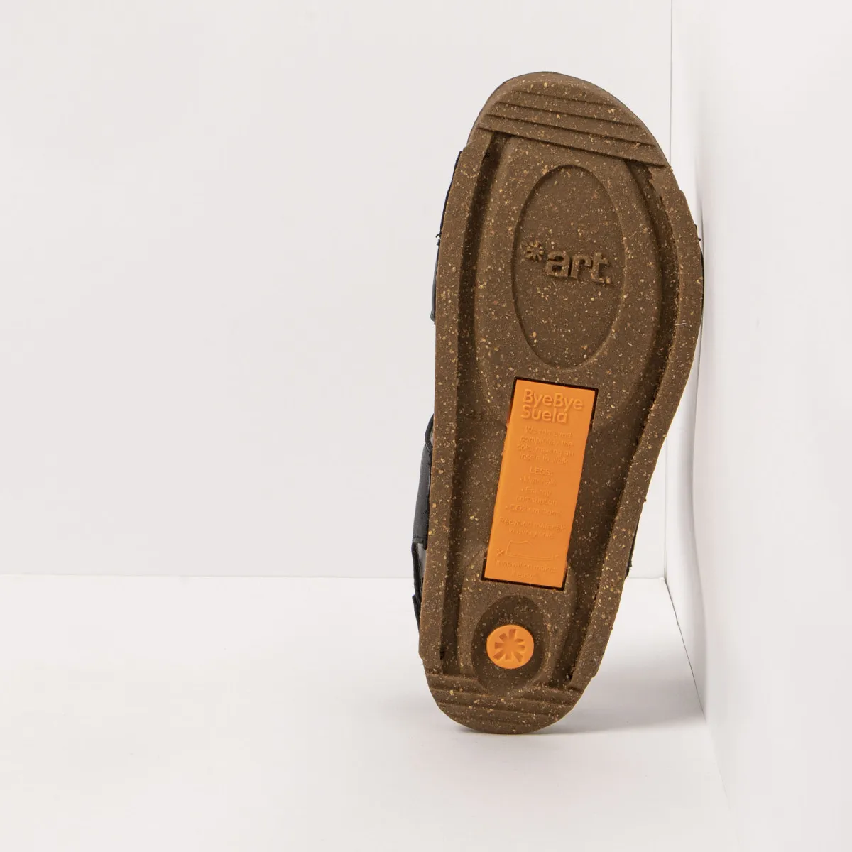 Flat Leather Sandals with Recycled Soles - Black