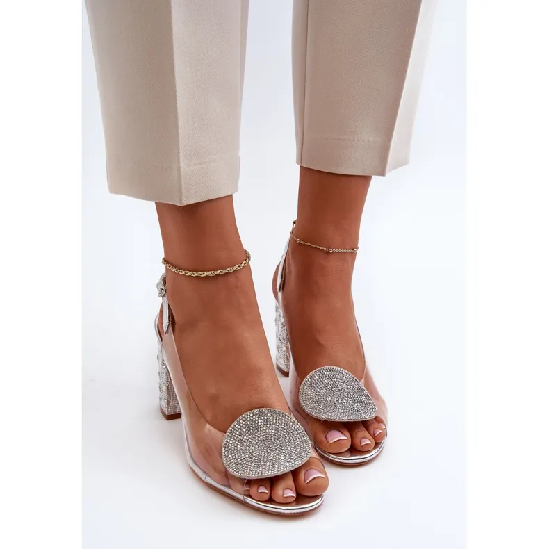 Silver High Heel Transparent Sandals for Women by S.Barski MR38-812