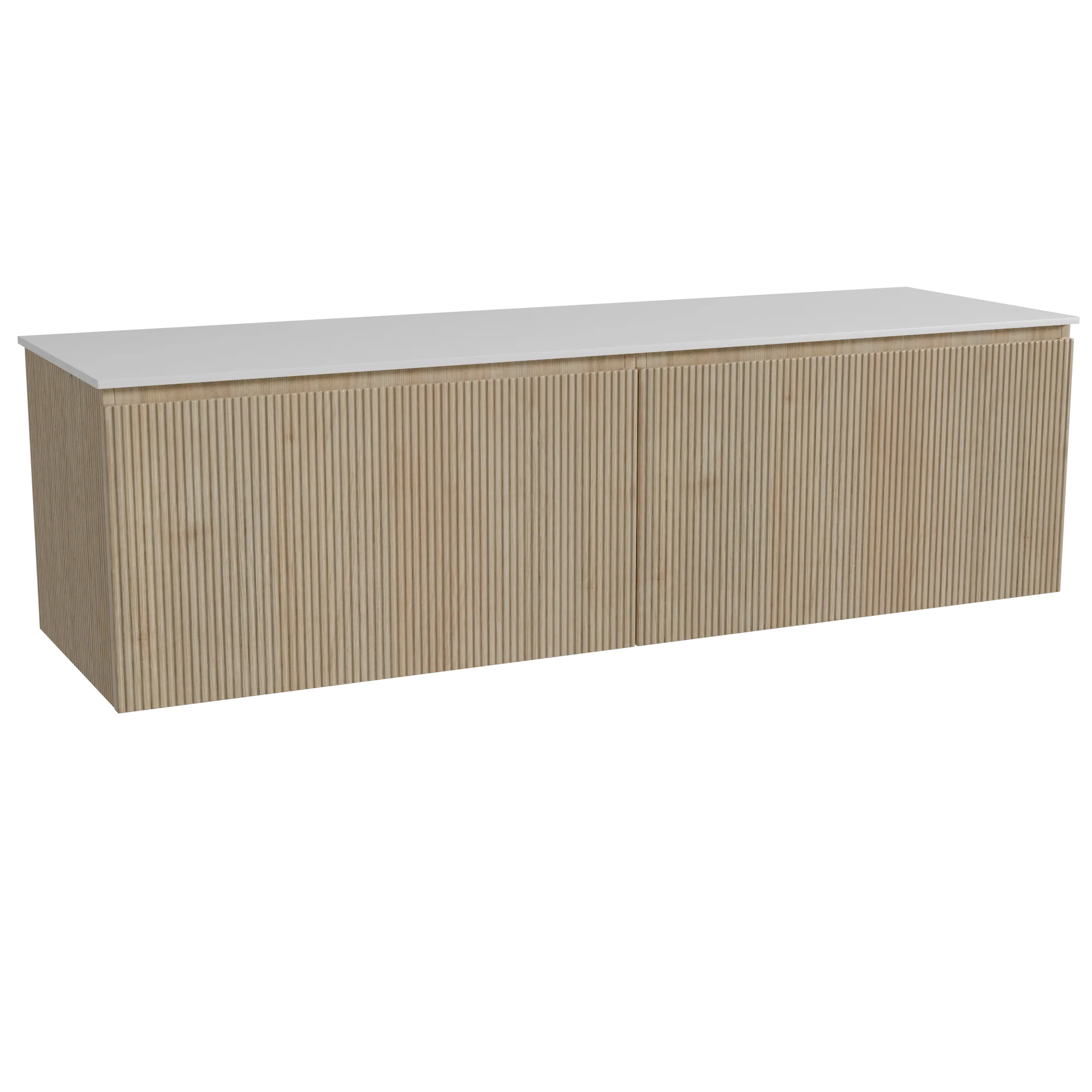 Storke Ribs meuble salle de bains suspendu 170 x 52 cm chêne brut avec Tavola tablette simple ou double en solid surface blanc m