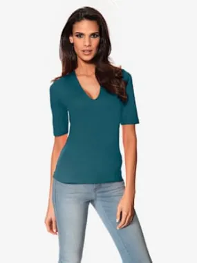 Feminine V-neck Mid-sleeve V-neck T-shirt