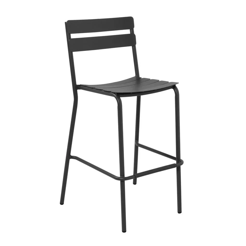Table haute de terrasse avec 2 chaises en aluminium noir oviala