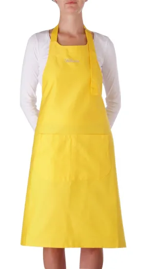 Tablier jaune personnalisable broderie lettres anglaises blanches