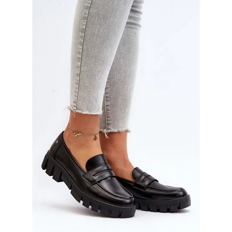 Vinceza Women's Black Eco Leather Moccasins - Seravisa